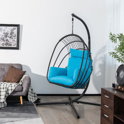 80 kg Capacidade de carga PE Rattan Double Seat Swing Egg Chair para mobiliário de luxo para o exterior