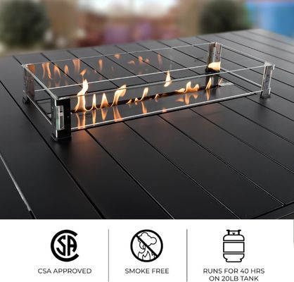 Rectangular mesa de jantar fogo sem fumaça de gás de propano fogão de poço mesa para jardim do pátio