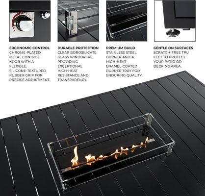 Rectangular mesa de jantar fogo sem fumaça de gás de propano fogão de poço mesa para jardim do pátio
