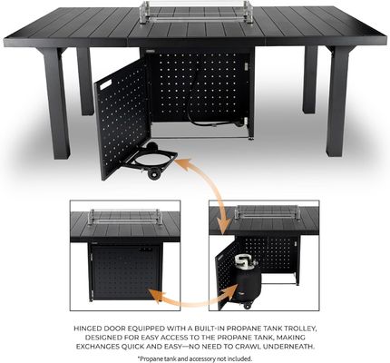 Rectangular mesa de jantar fogo sem fumaça de gás de propano fogão de poço mesa para jardim do pátio