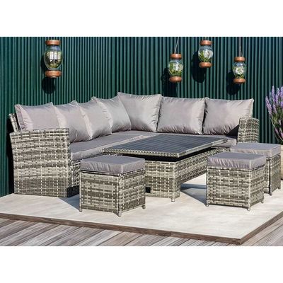 AJUNION Modern 9 lugares jardim conjunto com mesa de jantar ajustável e pátio