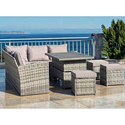 AJUNION Modern 9 lugares jardim conjunto com mesa de jantar ajustável e pátio