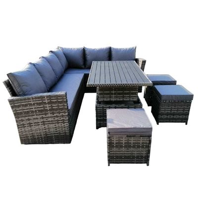 AJUNION Modern 9 lugares jardim conjunto com mesa de jantar ajustável e pátio
