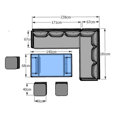 AJUNION Modern 9 lugares jardim conjunto com mesa de jantar ajustável e pátio