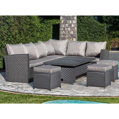 AJUNION Modern 9 lugares jardim conjunto com mesa de jantar ajustável e pátio