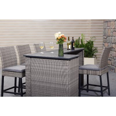 PE Wicker Rattan Outdoor High Bar Chair e Set de Mesa para Mobiliário de Jantar Moderno
