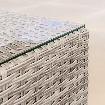 Sofá de jardim de tamanho grande em forma de L Sofá de jardim de madeira PE Sofá de ar livre 8 peças Rattan Set de móveis de ar livre