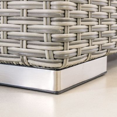 Sofá de jardim de tamanho grande em forma de L Sofá de jardim de madeira PE Sofá de ar livre 8 peças Rattan Set de móveis de ar livre