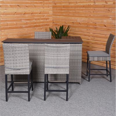 PE Wicker Rattan Outdoor High Bar Chair e Set de Mesa para Mobiliário de Jantar Moderno
