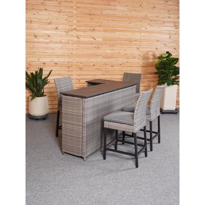 PE Wicker Rattan Outdoor High Bar Chair e Set de Mesa para Mobiliário de Jantar Moderno