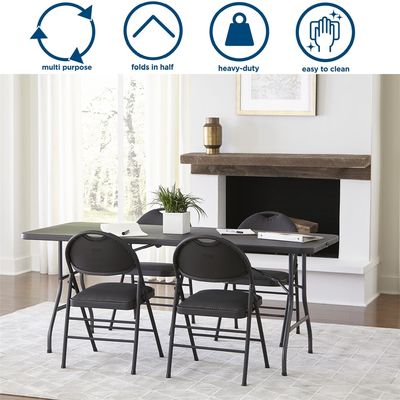 Tabela dobrável de plástico preto 6ft moldado para banquete exterior interior piquenique quadro de ferro