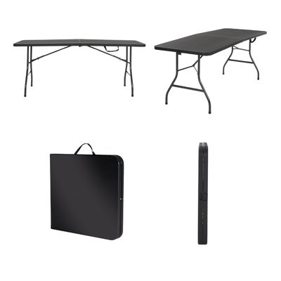 Tabela dobrável de plástico preto 6ft moldado para banquete exterior interior piquenique quadro de ferro