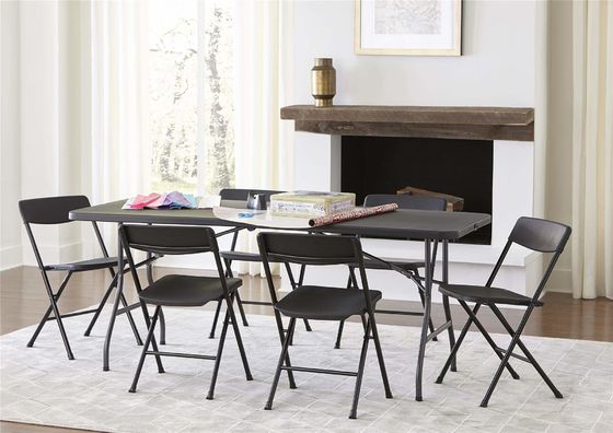 Tabela dobrável de plástico preto 6ft moldado para banquete exterior interior piquenique quadro de ferro