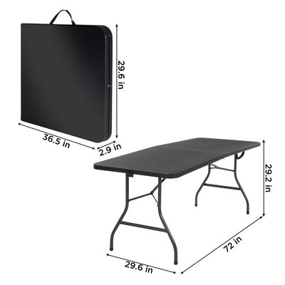 Tabela dobrável de plástico preto 6ft moldado para banquete exterior interior piquenique quadro de ferro