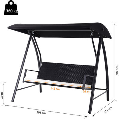 Embalagem de correio Y AJUNION Silla balançante de varanda de jardim Silla de vime Silla pendurada Silla de pátio Balanços com dossel