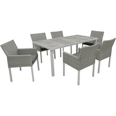 Embalagem de correio Y 7 peças Mobiliário de jardim Mesa e cadeiras Conjunto com Wicker Rattan PE