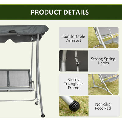 190L x 130W x 172H cm Garden Hammock Bench Swing com Canopy ajustável por AJUNION