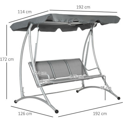 190L x 130W x 172H cm Garden Hammock Bench Swing com Canopy ajustável por AJUNION