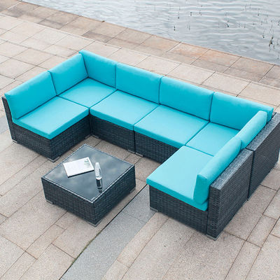 Hotel Área exterior Área interna Patio Jardim Balcão Piscina Praia Tecido PE Wicker Rattan Lounge Set de Sofá Modular Seccional