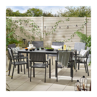 Villa Patio Set de Jantar AJUNION 8 lugares Mesa e cadeiras ao ar livre com moldura de alumínio