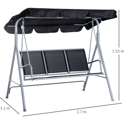 170W x 153H cm Cadeira de balanço de metal ao ar livre Banco de jardim Cadeira de hamaca pendurada Balanço de varanda