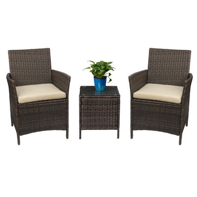 Conjunto de móveis de exterior com poltronas empilháveis e cadeiras de vime de rotão sintético