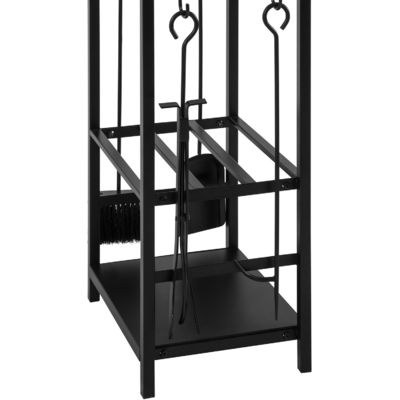 2 Tiers Rack de lenha de fogão W46 x D30 x H75cm Porta-lugar de lareira com lareira e 4 ferramentas