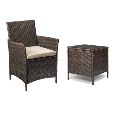 Conjunto de móveis de exterior com poltronas empilháveis e cadeiras de vime de rotão sintético