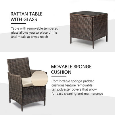 Conjunto de móveis de exterior com poltronas empilháveis e cadeiras de vime de rotão sintético
