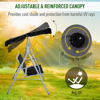 170W x 153H cm Cadeira de balanço de metal ao ar livre Banco de jardim Cadeira de hamaca pendurada Balanço de varanda