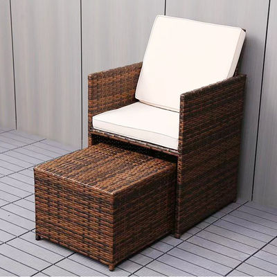 Conjunto de jardim de poupança de espaço de plástico moderno, mesa e cadeira de canto de rotão para pátio do pátio