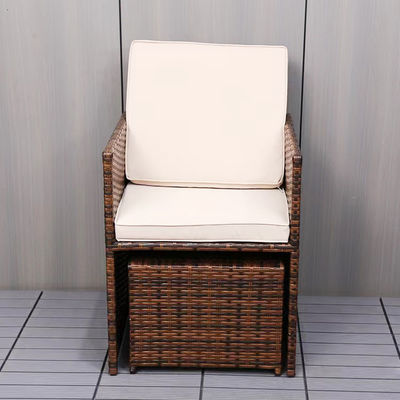 Conjunto de jardim de poupança de espaço de plástico moderno, mesa e cadeira de canto de rotão para pátio do pátio