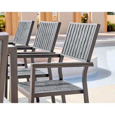 Alumínio Outdoor 8 Sits Set de Jantar Madeira de Teca Slated Tabletop Jantar Jardim Set