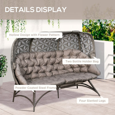 Cadeira de ovos de jardim W85xL205xH142cm de pé ao ar livre com design de cesta oca e estilo moderno