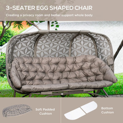 Cadeira de ovos de jardim W85xL205xH142cm de pé ao ar livre com design de cesta oca e estilo moderno