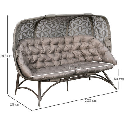 Cadeira de ovos de jardim W85xL205xH142cm de pé ao ar livre com design de cesta oca e estilo moderno