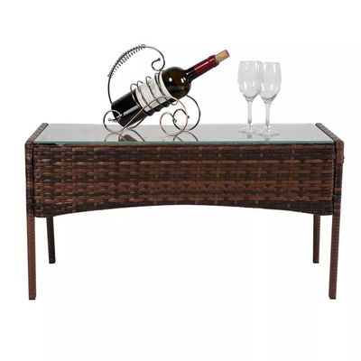 Conjunto exterior pátio jardim pátio de quatro peças de plástico de ratão Wicker sofás cadeira mesa