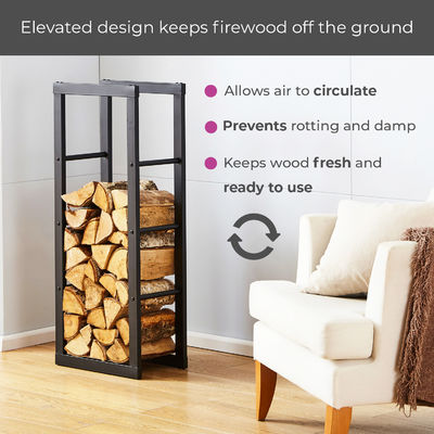 Cadeira de madeira de aço resistente para armazenamento de madeira para interiores e exteriores Grande tamanho W40x D25 x H150cm