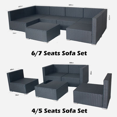 Outdoor Indoor Patio Garden Balcão Piscina Mobiliário Rattan Tecido Set Modular Seccional