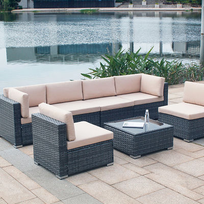 Outdoor Indoor Patio Garden Balcão Piscina Mobiliário Rattan Tecido Set Modular Seccional