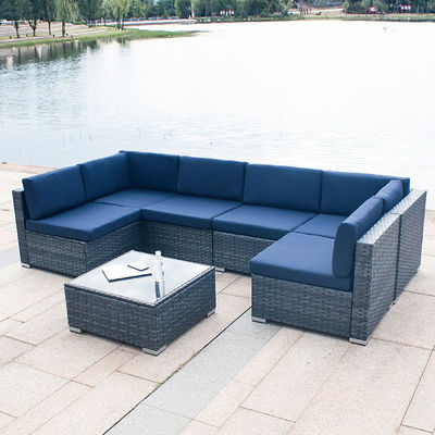 Outdoor Indoor Patio Garden Balcão Piscina Mobiliário Rattan Tecido Set Modular Seccional