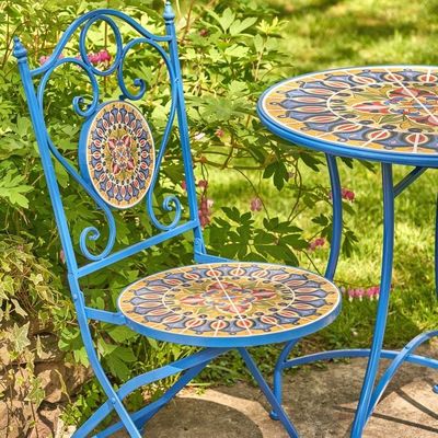 Iron Crafts Mosaic Bistro Set 3pcs Balcão Set com mesa e cadeira dobráveis por AJUNION