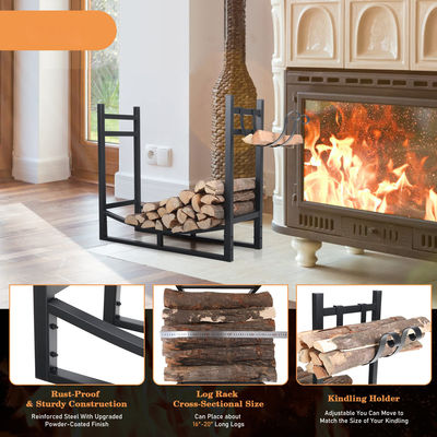 30 polegadas Heavy Duty Rack de lenha de fogo Power Coated Steel Log Holder para decoração de lareira