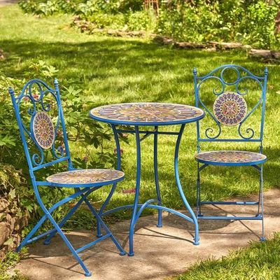 Iron Crafts Mosaic Bistro Set 3pcs Balcão Set com mesa e cadeira dobráveis por AJUNION