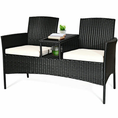 Jardim ao ar livre café acampamento pátio cadeira festa pe rattan vime loveseat conjunto