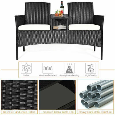 Jardim ao ar livre café acampamento pátio cadeira festa pe rattan vime loveseat conjunto