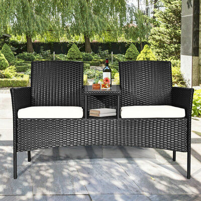 Jardim ao ar livre café acampamento pátio cadeira festa pe rattan vime loveseat conjunto