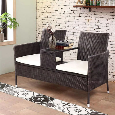 Jardim ao ar livre café acampamento pátio cadeira festa pe rattan vime loveseat conjunto