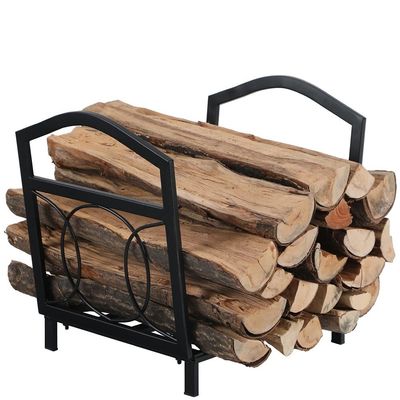 17"L X 13"W X 16"H Pequeno porta-madeira de madeira de aço exterior Caminha de armazenamento de madeira