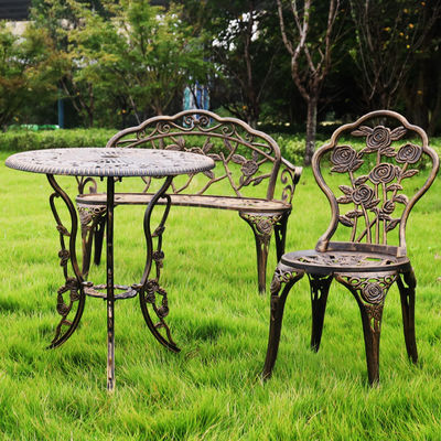 Banco de amor de alumínio de tipo metálico para varanda de jardim de pátio ao ar livre em design moderno